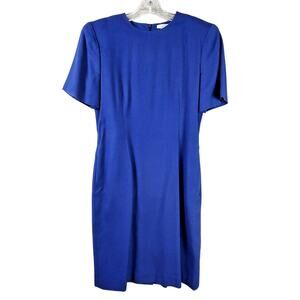 JOS. A. Bank Knee Length Sheath Dress Women 8 Rayon Short Sleeve Royal Blue